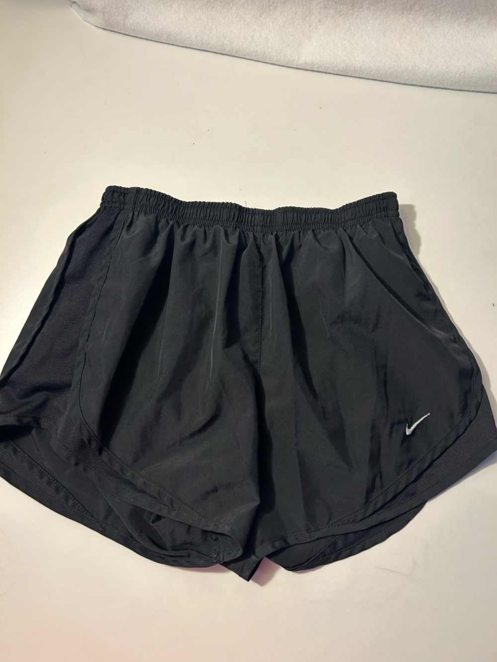 Nike Women’s Black Athletic Running Shorts with White Swoosh
